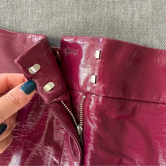 And Other Stories Patent Fitted Mini Skirt 8 Berry Pink - Picture 3 of 4